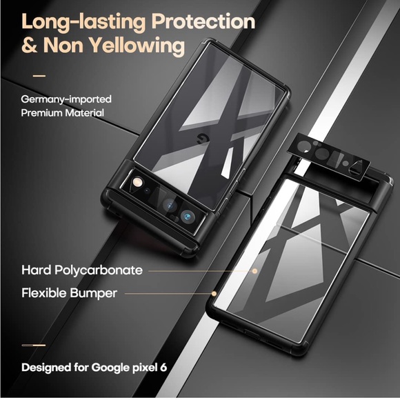 5 in 1 | Google Pixel 6 Case + 2PC Screen Protector + 2 PC Camera Covers Bundle - Picture 4 of 7